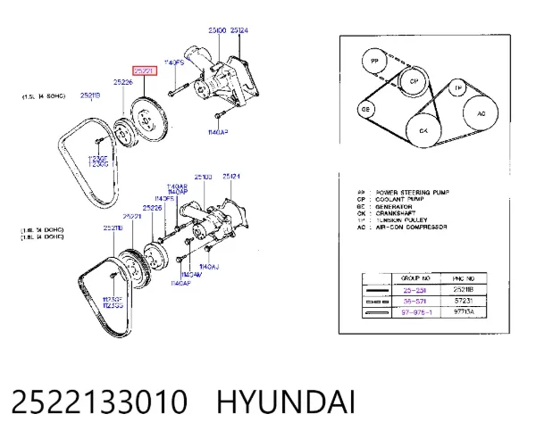 Polia da bomba de água Hyundai Sonata III