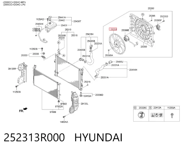Ventilador (roda de aletas) do radiador de esfriamento 252313R000 Hyundai/Kia