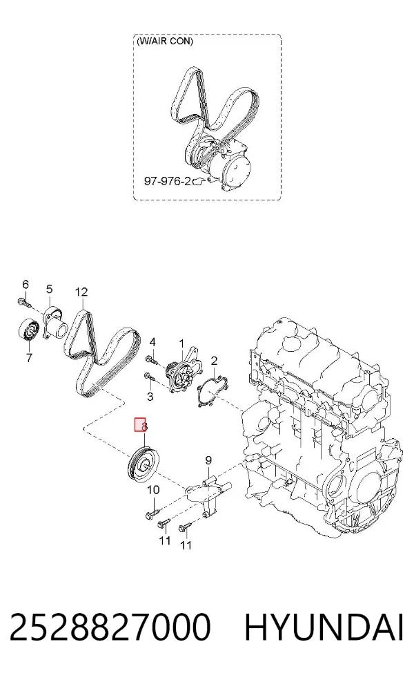 Rolo parasita da correia de transmissão 2528827000 Hyundai/Kia