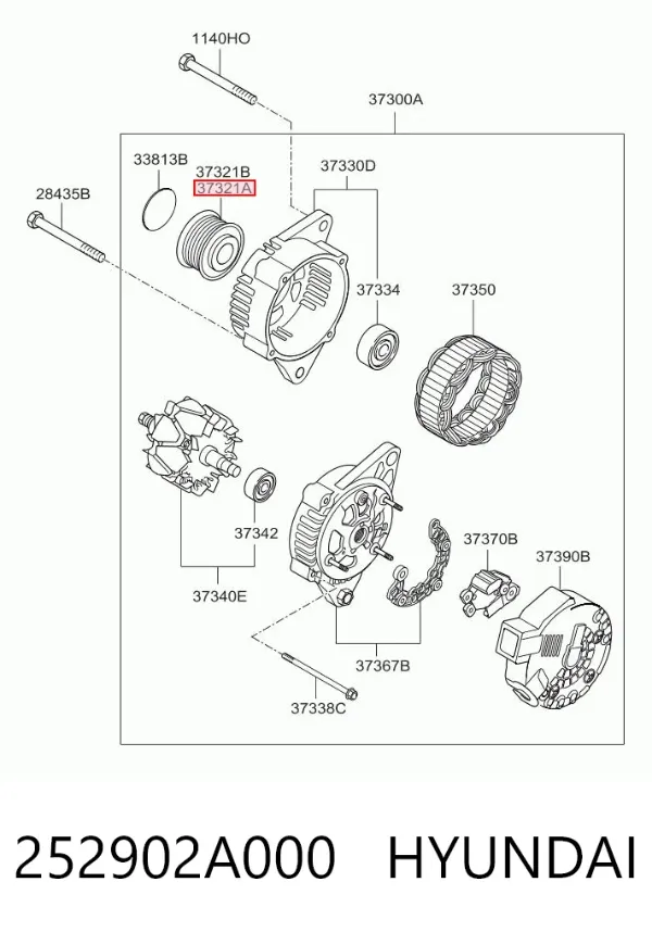 Polia do gerador 252902A000 Hyundai/Kia