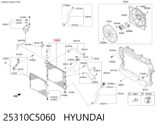 Radiador de esfriamento de motor 25310C5060 Hyundai/Kia