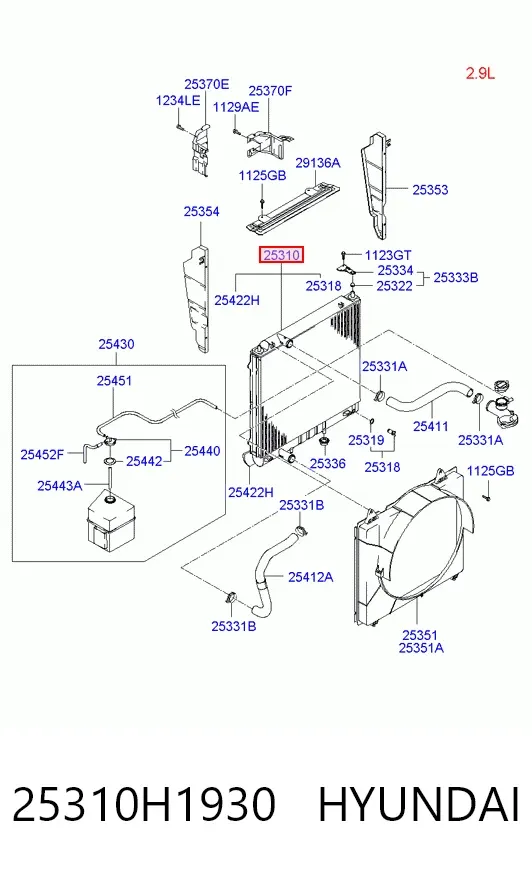 Radiador de esfriamento de motor 25310H1930 Hyundai/Kia