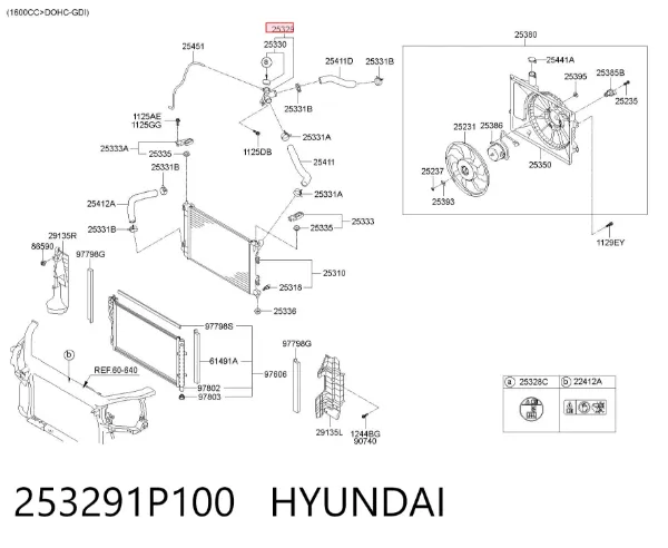 Mangueira (cano derivado) do sistema de esfriamento Hyundai I20 GB