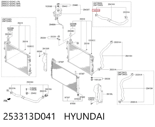 Braçadeira de aperto metálica, universal 253313D041 Hyundai/Kia