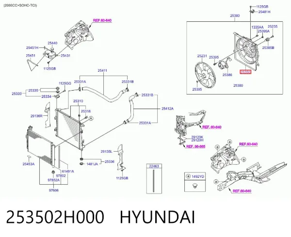 Difusor do radiador de esfriamento 253502H000 Hyundai/Kia