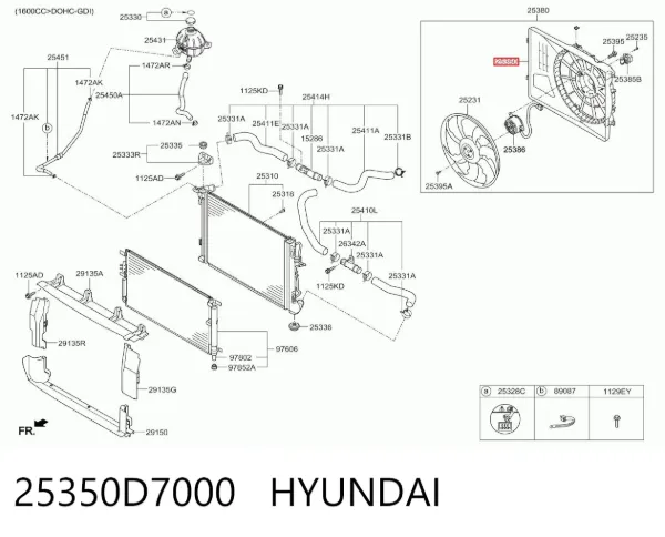 Difusor do radiador de esfriamento 25350D7000 Hyundai/Kia