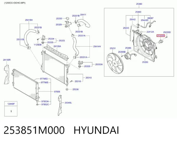 Resistor (resistência) de ventilador de forno (de aquecedor de salão) 253851M000 Hyundai/Kia