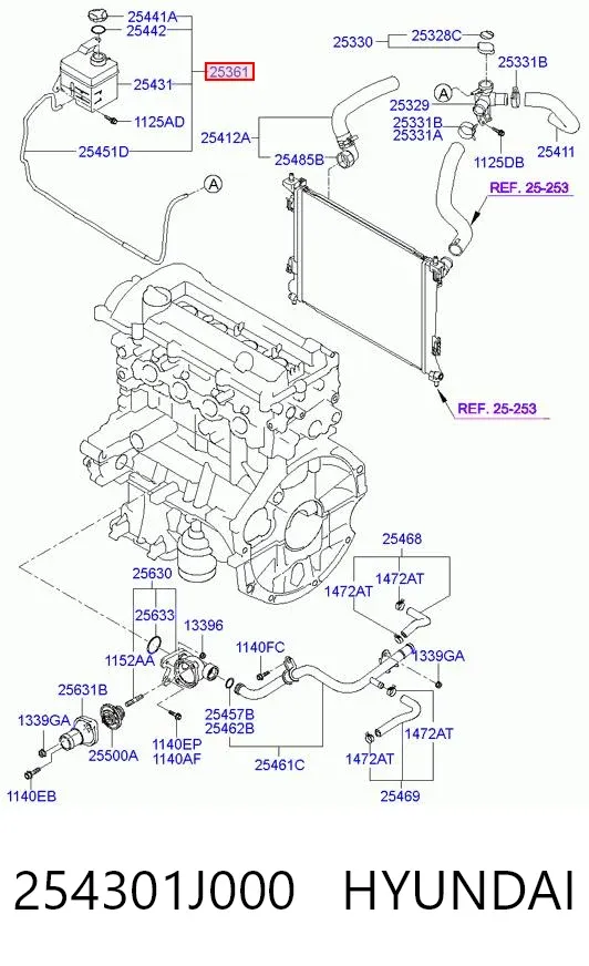 Tanque de expansão do sistema de esfriamento Hyundai I20 I