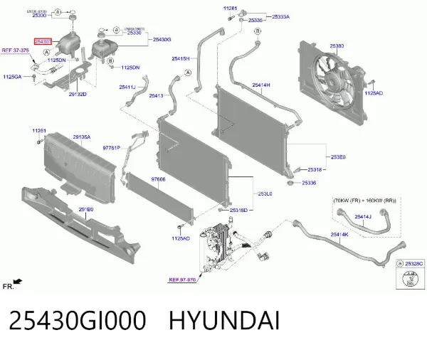 Reservatório de expansão do sistema de resfriamento do inversor 25430GI000 Hyundai/Kia