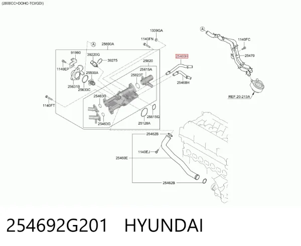 Mangueira (cano derivado) do sistema de esfriamento Hyundai Ix35 LM