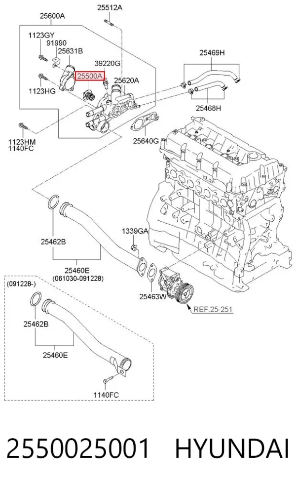 Termostato 2550025001 Hyundai/Kia
