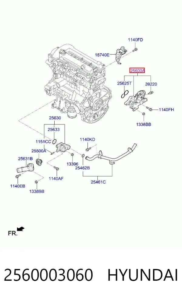Caixa do termostato 2560003060 Hyundai/Kia