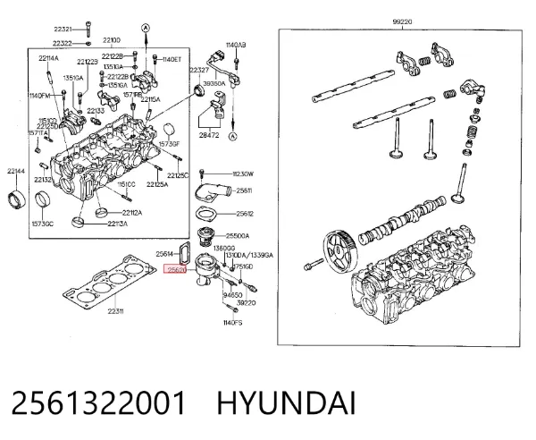 Caixa do termostato Hyundai Accent I