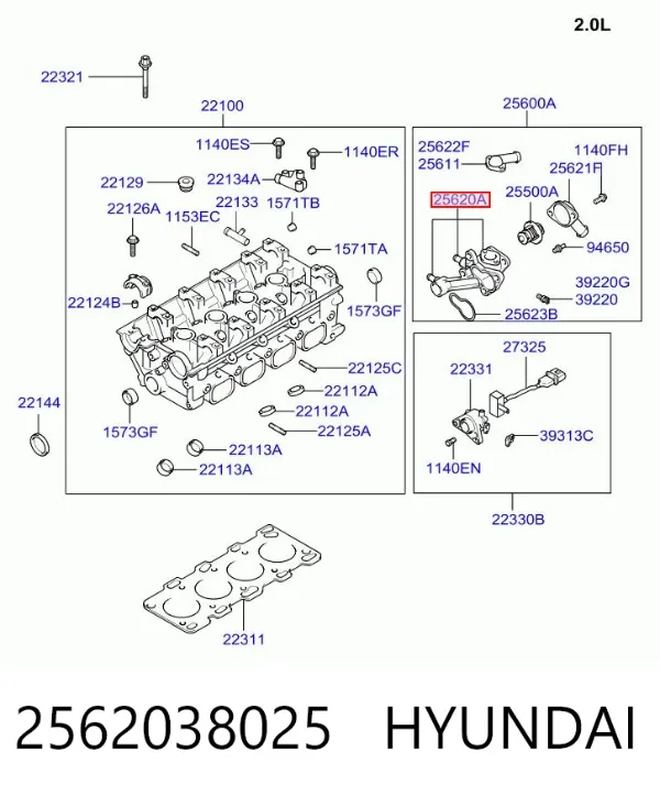 Caixa do termostato Hyundai Sonata IV