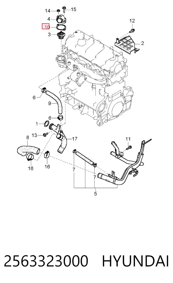 Vedante de termostato 2563323000 Hyundai/Kia