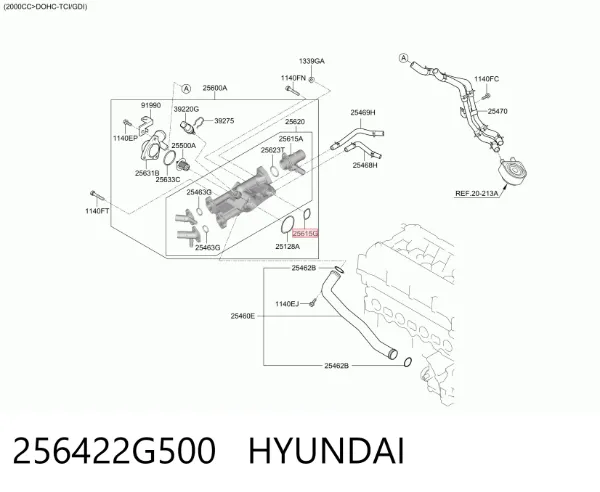 Vedante de caixa do termostato 256422G500 Hyundai/Kia