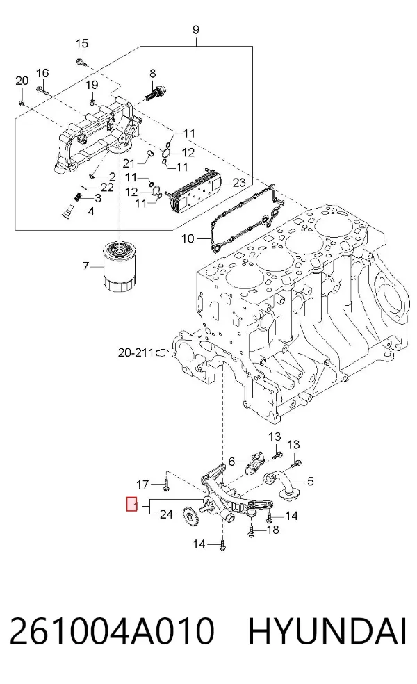 Bomba de óleo 261004A010 Hyundai/Kia