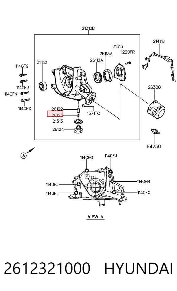 Mola de válvula de pressão de bomba de óleo 2612321000 Hyundai/Kia