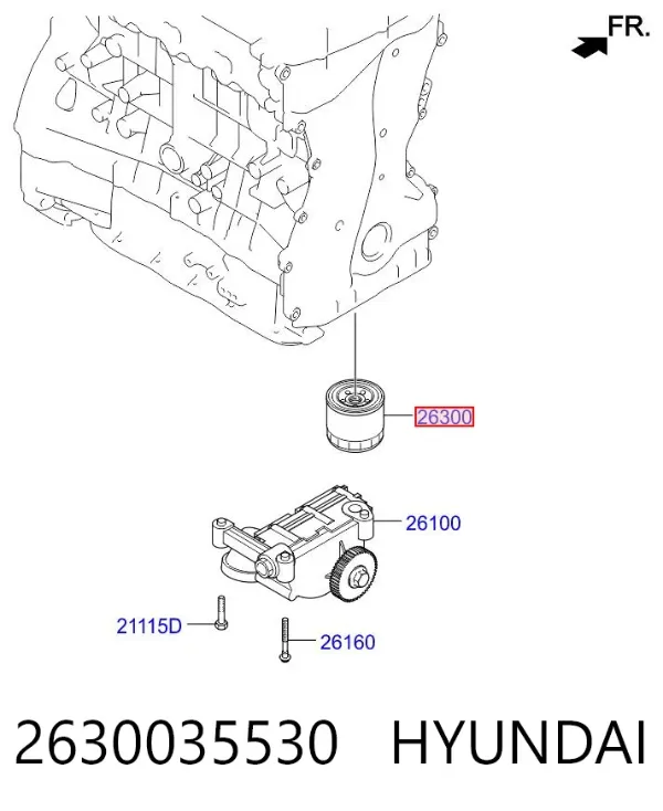 Filtro de óleo 2630035530 Hyundai/Kia
