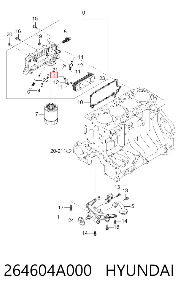 Vedante do radiador de óleo 264604A000 Hyundai/Kia