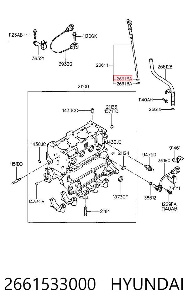 Anel de vedação da guia de sonda do nível de óleo de motor 2661533000 Hyundai/Kia