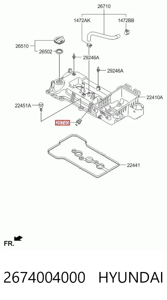 Válvula PCV de ventilação dos gases de cárter KIA Picanto II