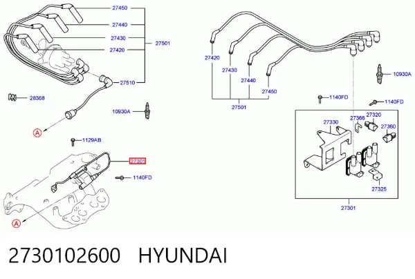 Bobina de ignição 2730102600 Hyundai/Kia