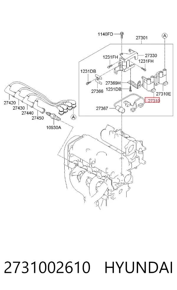 Bobina de ignição 2731002610 Hyundai/Kia