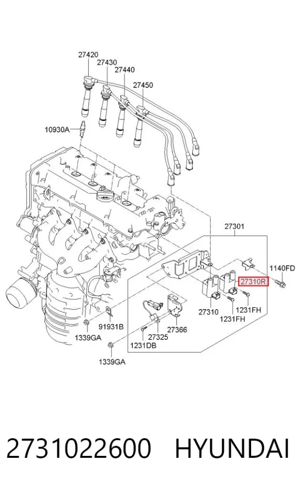 Bobina de ignição 2731022600 Hyundai/Kia