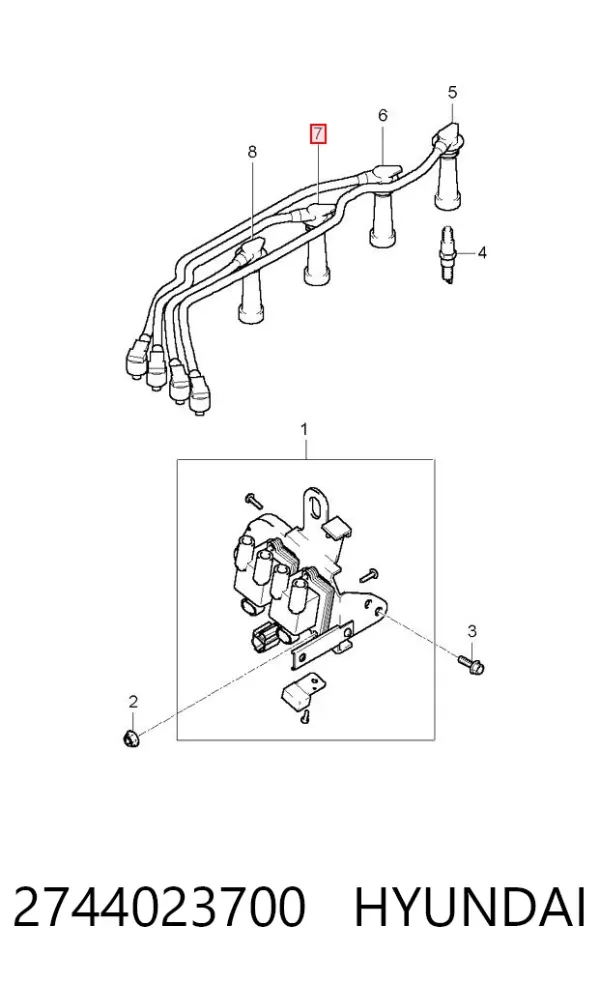 Fios de alta voltagem, kit 2744023700 Hyundai/Kia