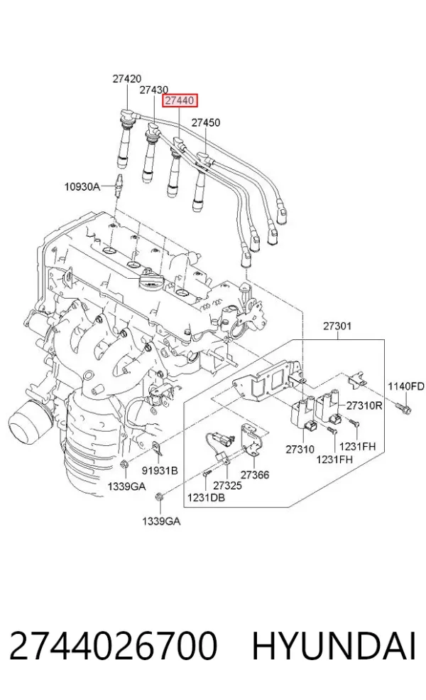 Fios de alta voltagem, kit 2744026700 Hyundai/Kia