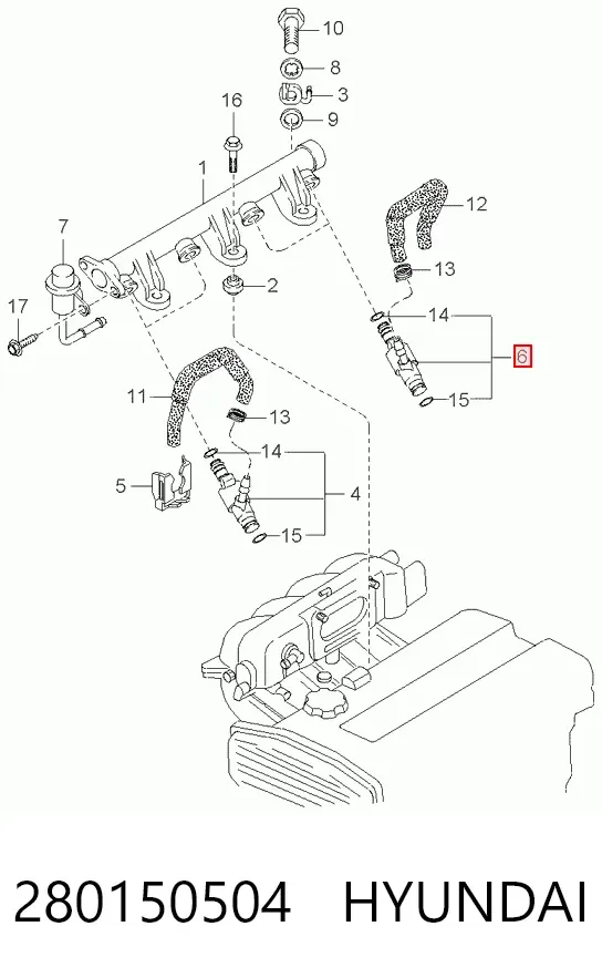 Injetor de injeção de combustível 280150504 Hyundai/Kia
