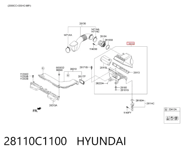 Caixa de filtro de ar 28110C1100 Hyundai/Kia