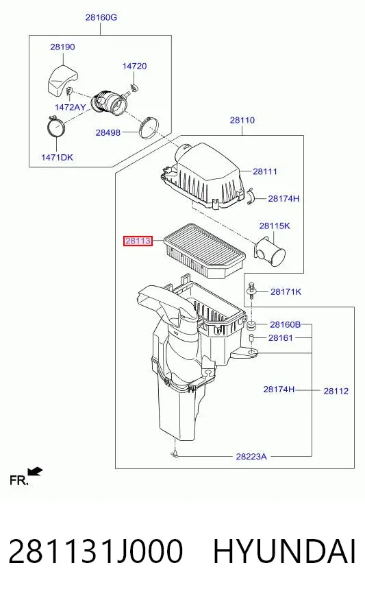 Filtro de ar 281131J000 Hyundai/Kia