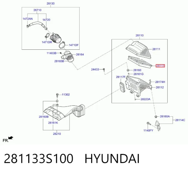 Filtro de ar 281133S100 Hyundai/Kia