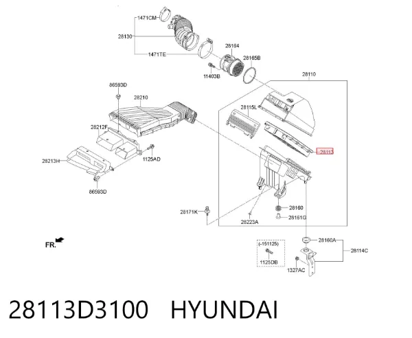 Filtro de ar 28113D3100 Hyundai/Kia