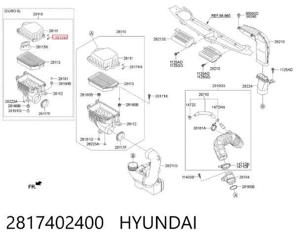 Fechadura (braçadeira) de caixa de filtro de ar 2817402400 Hyundai/Kia