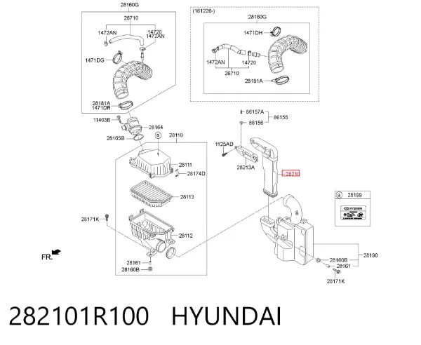 Tomada de ar de filtro de ar Hyundai Accent IV