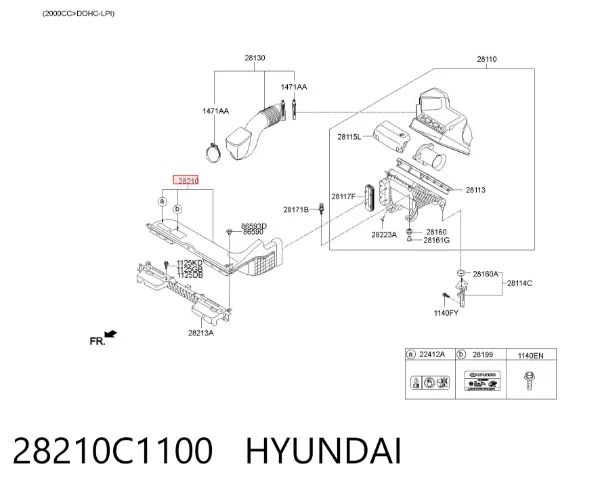 Tomada de ar de filtro de ar Hyundai Sonata VII
