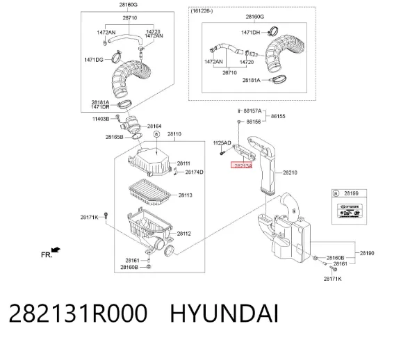 Tomada de ar de filtro de ar 282131R000 Hyundai/Kia