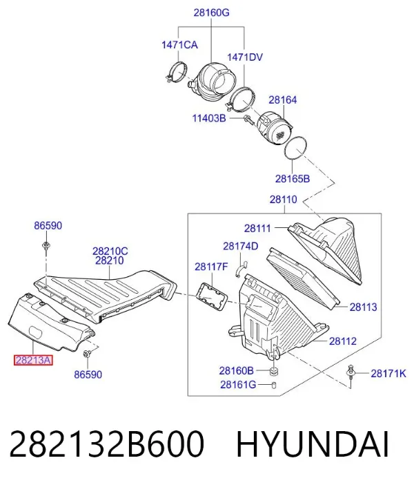 Tomada de ar de filtro de ar Hyundai Santa Fe II