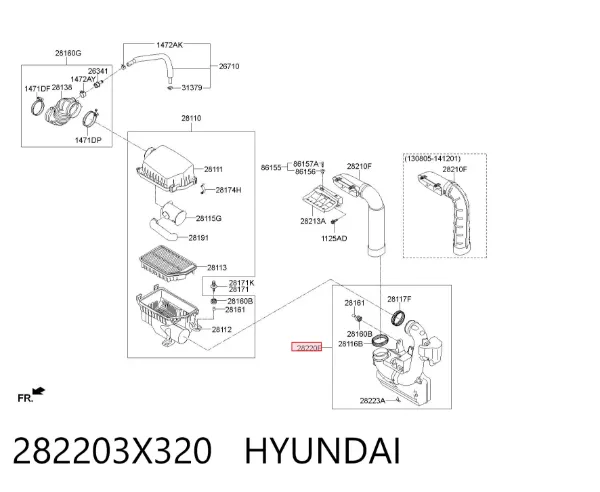 Ressonador de filtro de ar 282203X320 Hyundai/Kia