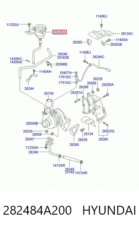 Válvula (atuador) de controlo de turbina 282484A200 Hyundai/Kia