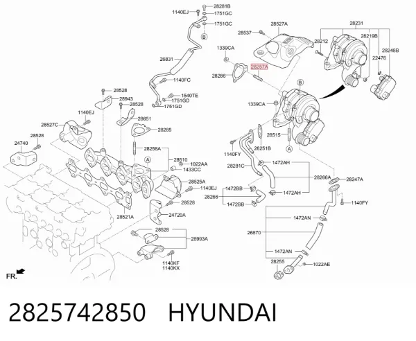 Parafuso (prego) de fixação de turbina 2825742850 Hyundai/Kia