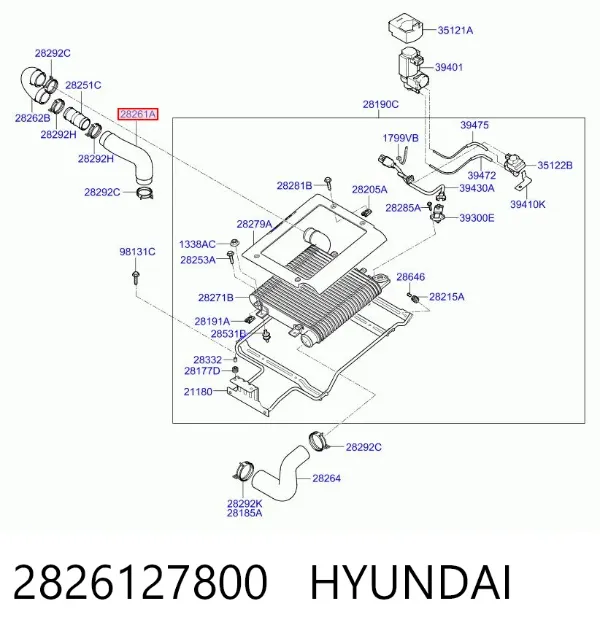 Cano derivado de ar, saída de turbina (supercompressão) 2826127800 Hyundai/Kia