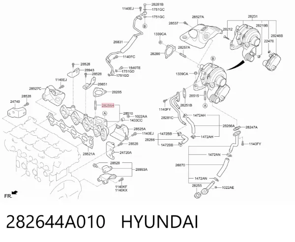Parafuso (prego) de fixação de turbina 282644A010 Hyundai/Kia