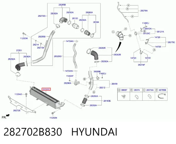 Radiador de intercooler 282702B830 Hyundai/Kia