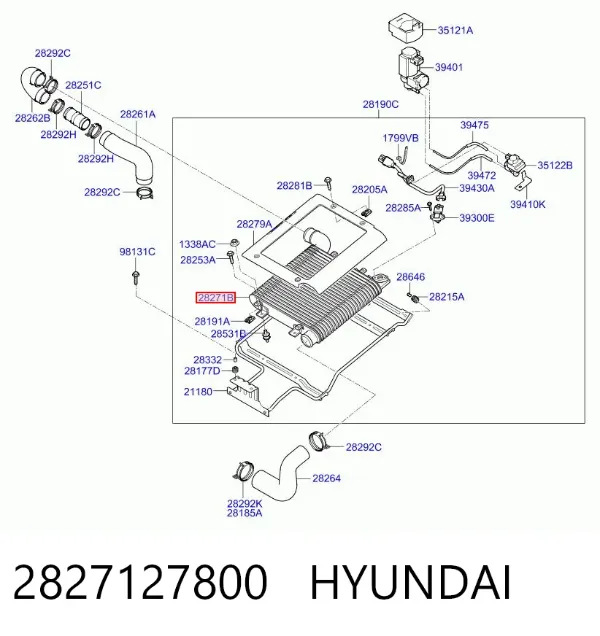 Radiador de intercooler 2827127800 Hyundai/Kia