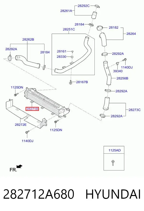 Radiador de intercooler 282712A680 Hyundai/Kia
