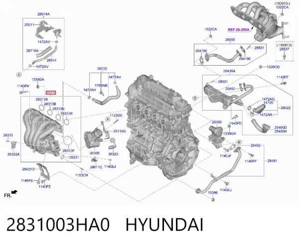 Tubo coletor de admissão 2831003HA0 Hyundai/Kia